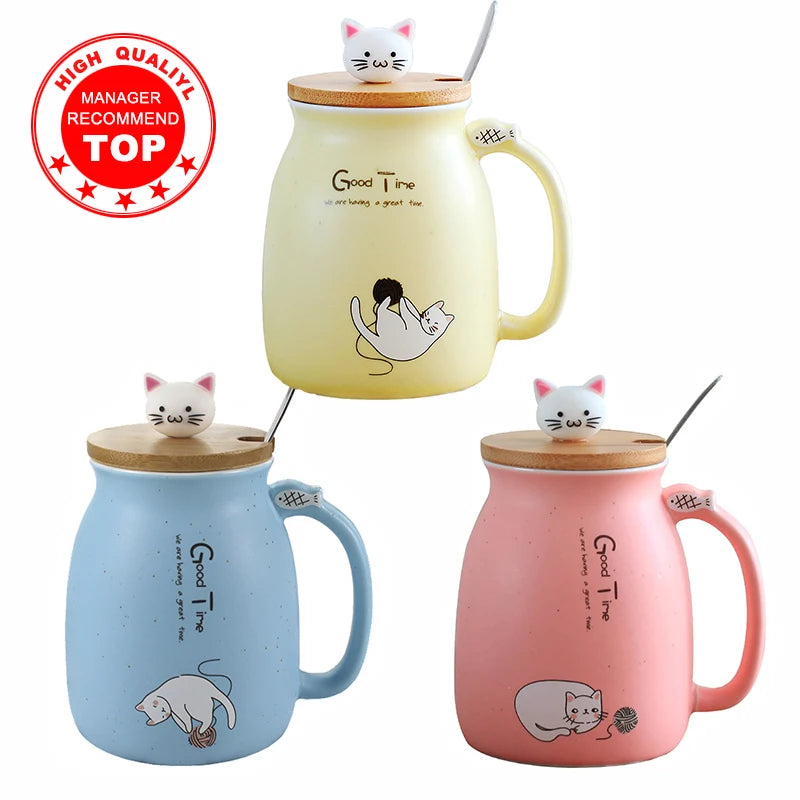 Cat Ceramic Mug with Lid