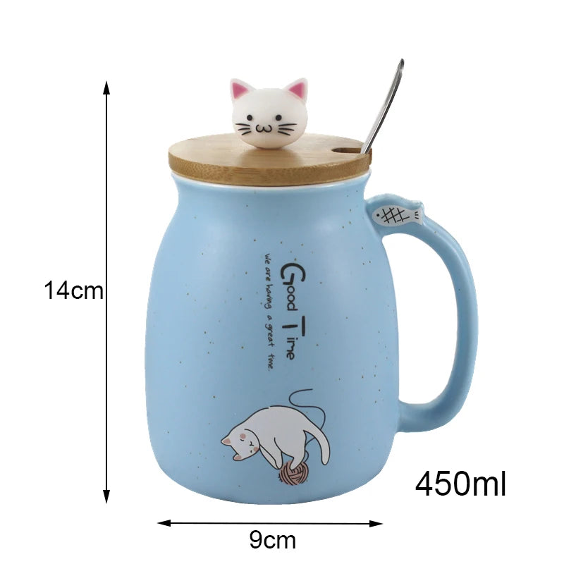 Cat Ceramic Mug with Lid