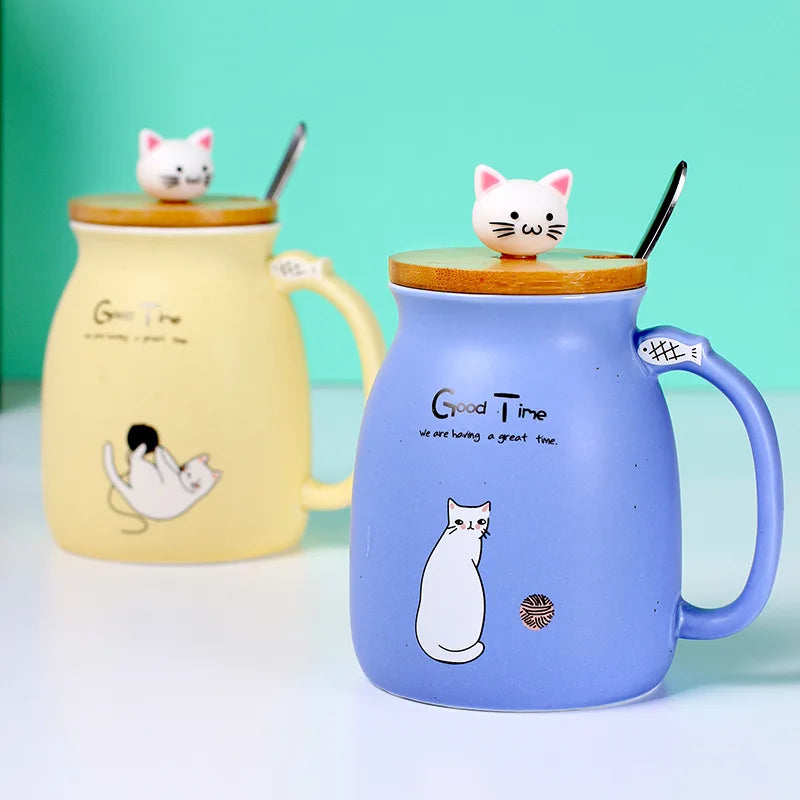 Cat Ceramic Mug with Lid