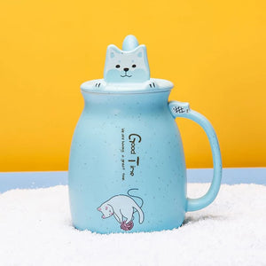 Cat Ceramic Mug with Lid