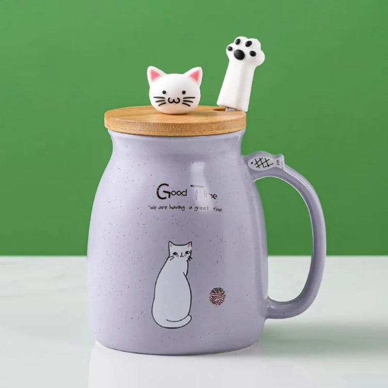 Cat Ceramic Mug with Lid