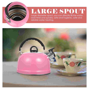 Pink Stainless Steel Camping Teapot