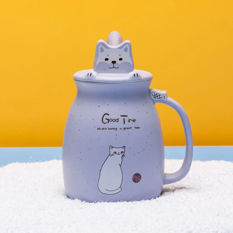 Cat Ceramic Mug with Lid